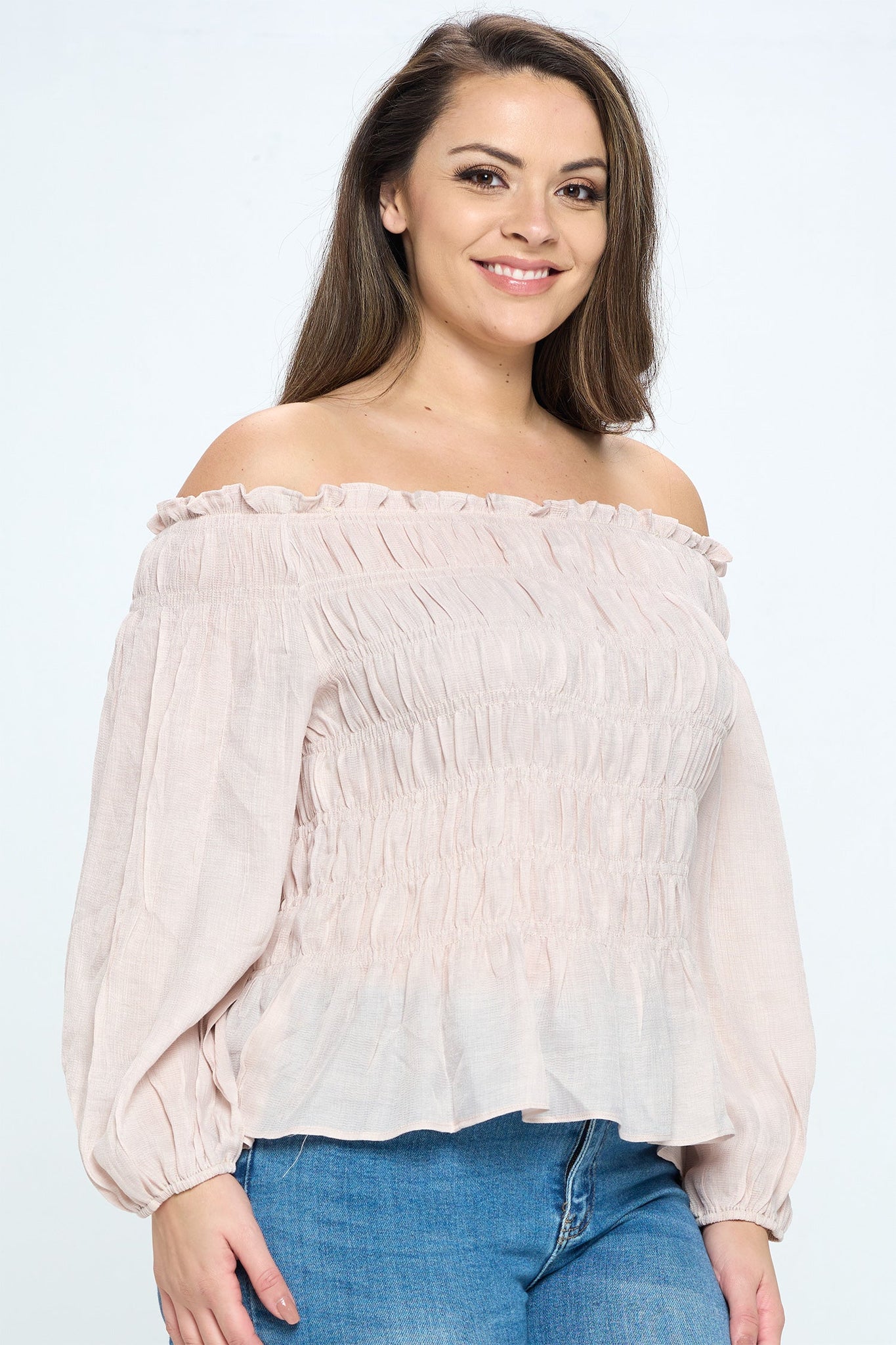 Off Shoulder Long Sleeve Top Bella Moda Latina