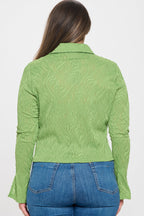 Solid Textured Long Sleeve Top Bella Moda Latina