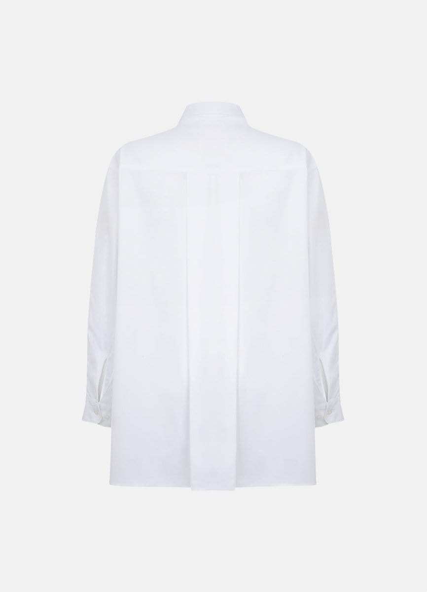 Terza Oversized Rolling-up White Cotton Shirt ETNA