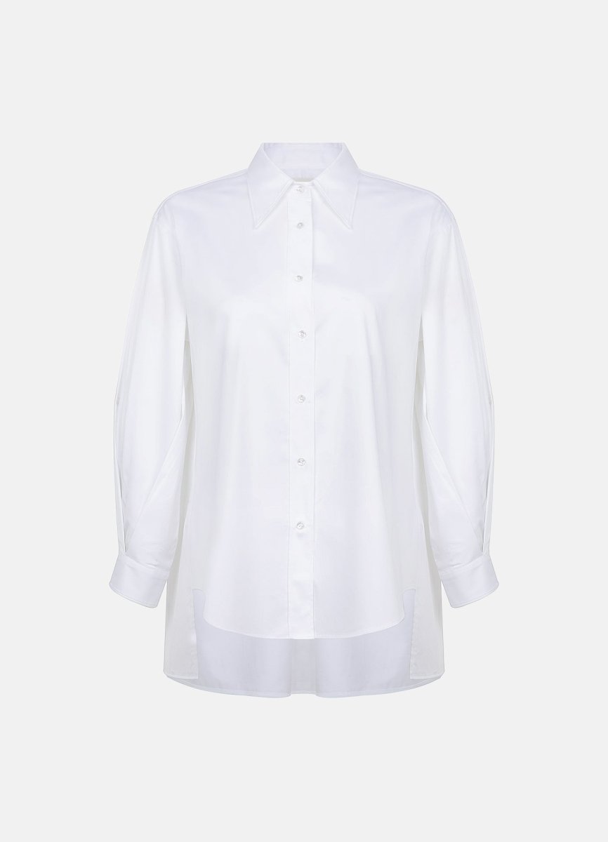 Terza Oversized Rolling-up White Cotton Shirt ETNA