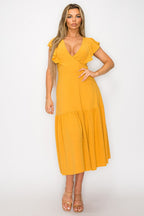 Long Dress With Short Ruffle Sleeves Bella Moda Latina