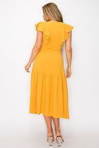 Long Dress With Short Ruffle Sleeves Bella Moda Latina