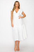 Long Dress With Short Ruffle Sleeves Bella Moda Latina