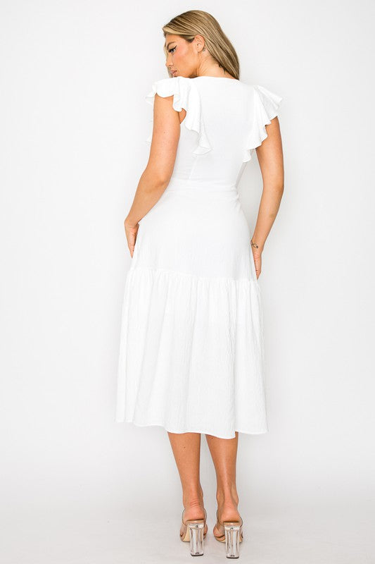 Long Dress With Short Ruffle Sleeves Bella Moda Latina