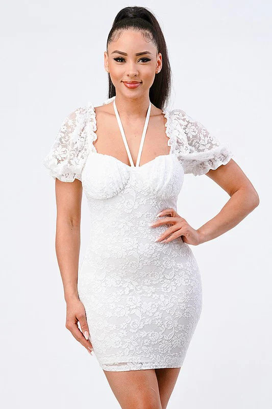 BUBBLE SLEEVES BODYCON MINI DRESS Bella Moda Latina