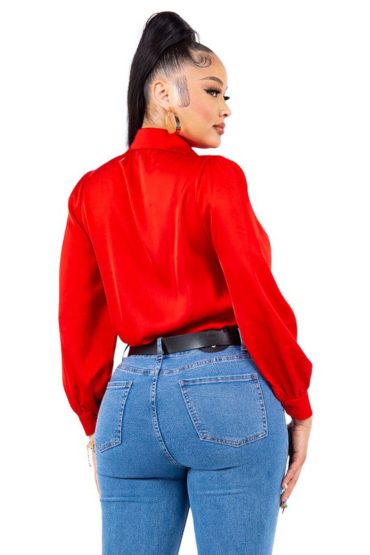 Diamond Collared Button Down Shirt Bella Moda Latina