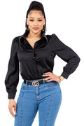 Diamond Collared Button Down Shirt Bella Moda Latina