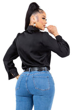Diamond Collared Button Down Shirt Bella Moda Latina