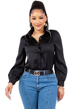 Diamond Collared Button Down Shirt Bella Moda Latina
