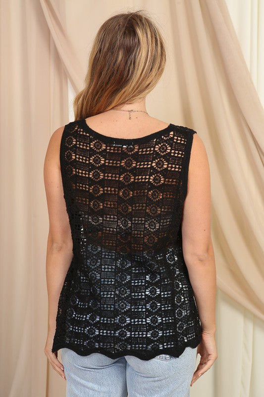 EMMA BOHO CROCHET V NECK TANK Bella Moda Latina