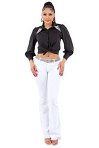 Pearl Collared Button Down Shirt Bella Moda Latina
