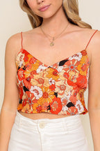 Bungee sleeveless satin print top Bella Moda Latina
