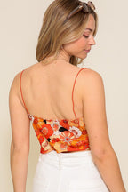 Bungee sleeveless satin print top Bella Moda Latina