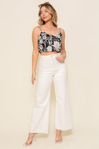 Bungee sleeveless satin print top Bella Moda Latina
