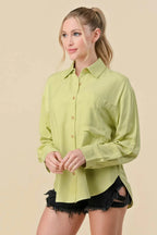 BASIC COLLARED BUTTON DOWN LONG SLEEVES SHIRTS Bella Moda Latina