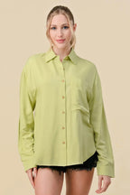 BASIC COLLARED BUTTON DOWN LONG SLEEVES SHIRTS Bella Moda Latina