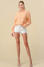 BASIC COLLARED BUTTON DOWN LONG SLEEVES SHIRTS Bella Moda Latina