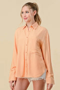 BASIC COLLARED BUTTON DOWN LONG SLEEVES SHIRTS Bella Moda Latina