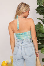 Sleeveless halter smocked boho top Bella Moda Latina