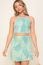 Sleeveless halter smocked boho top Bella Moda Latina