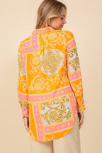Italian Print Button Down Top Bella Moda Latina