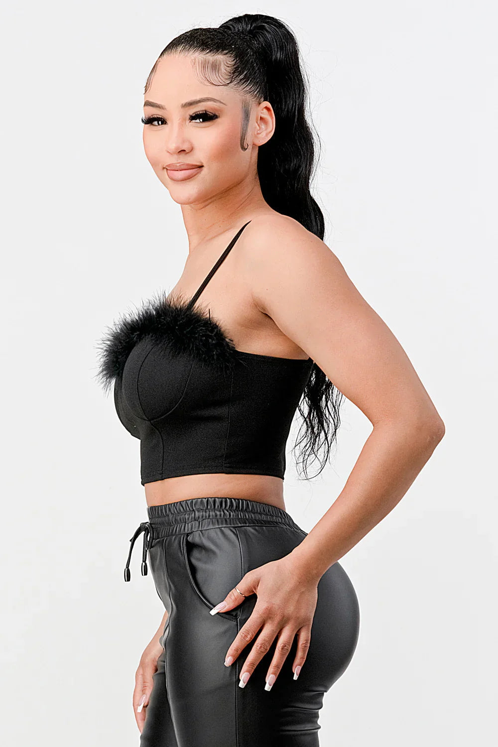 LUX FUR CREPE CROP TOP Bella Moda Latina