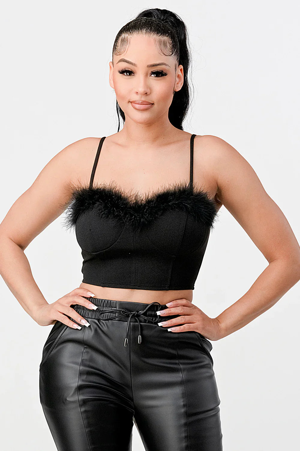 LUX FUR CREPE CROP TOP Bella Moda Latina