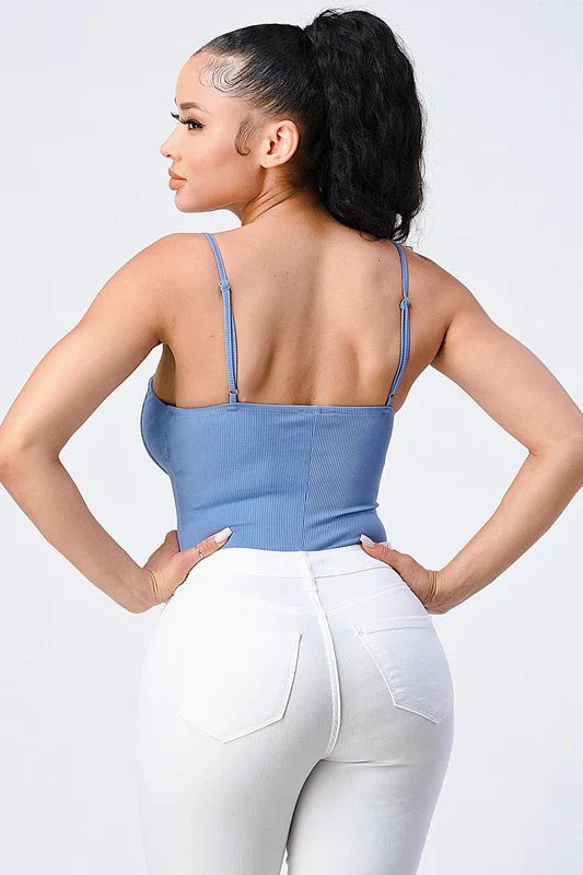 SCUBA RING ZIP-UP CAMI BODYSUIT Bella Moda Latina