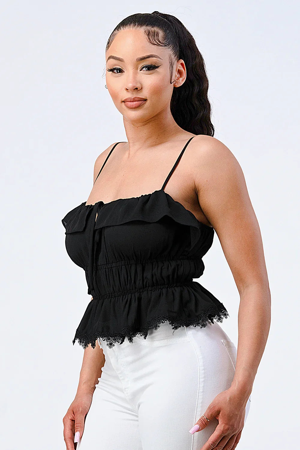 SMOCKED RUFFLED SWEETHEART TOP Bella Moda Latina