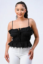 SMOCKED RUFFLED SWEETHEART TOP Bella Moda Latina