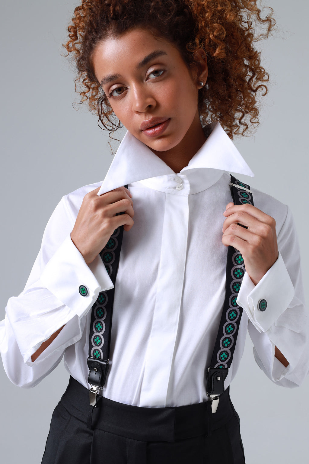 Sicily Meadow Green Floral Patterned Silk Suspenders