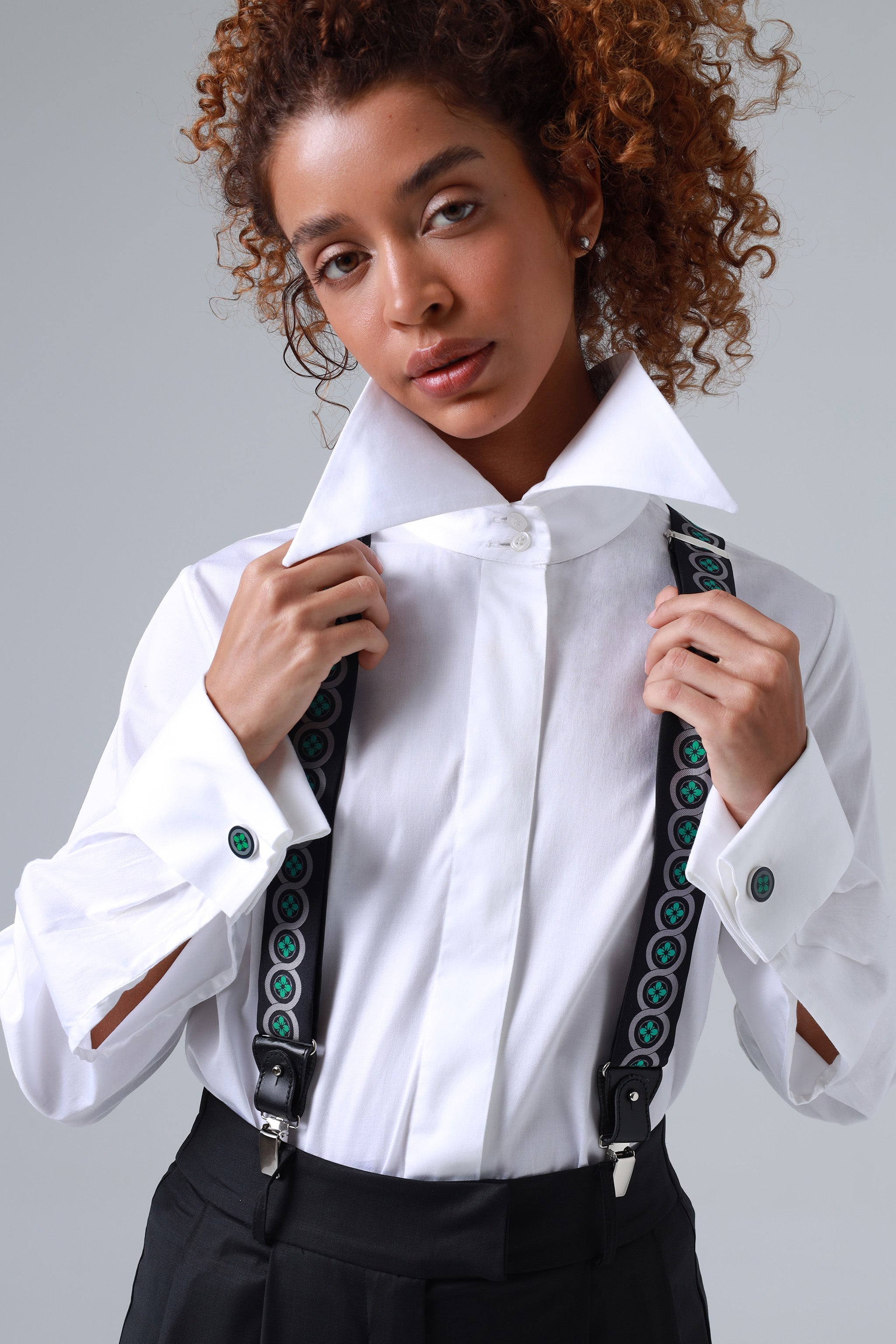 Sicily Meadow Green Floral Patterned Silk Suspenders