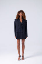 Deep Black Double-Breasted Virgin Wool Blazer | Liza Blazer ETNA