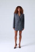 Broadway Sophia Double-Breasted Virgin Wool Blazer in Grey