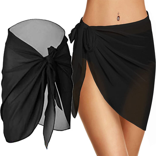 Women Short Sarongs Bathing Suit Wrap Swimsuit Coverups Beach Bikini Sheer Short Skirt Chiffon Scarf Cover Ups for Swimwear