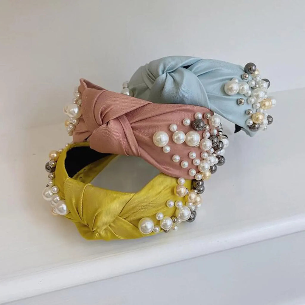 Mixed Pearl Baroque Center Knot Hairband