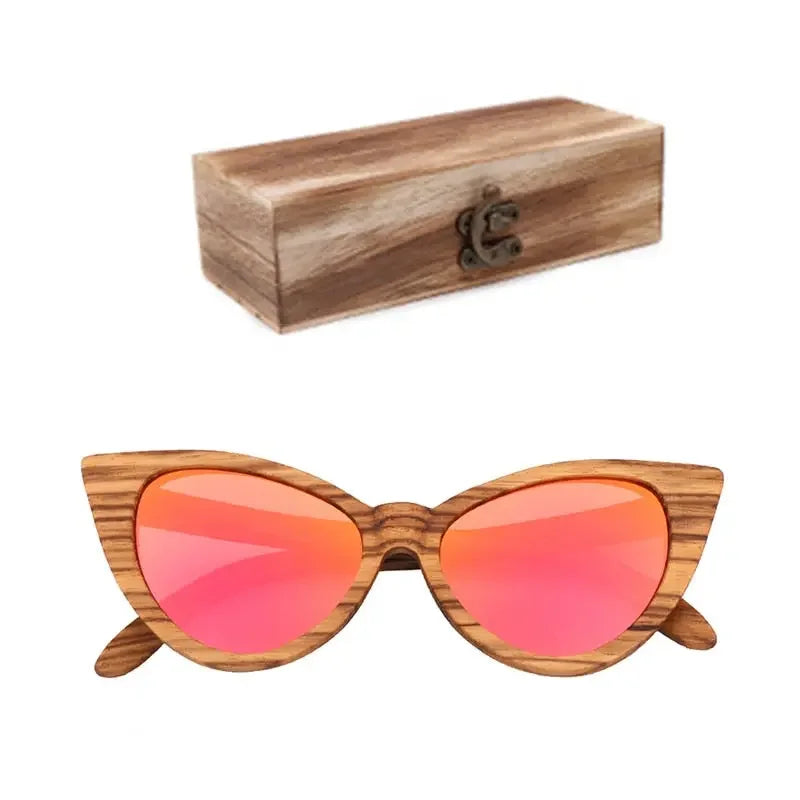 Luxury Fashion Polarized Sunglasses For Women Cat eye Sunglasses Wood Glasses With box Wooden ocularia solaria Gafas de sol