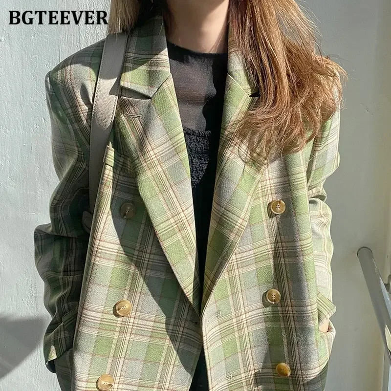 Vintage Loose Fit Plaid Blazer - LUXLIFE BRANDS
