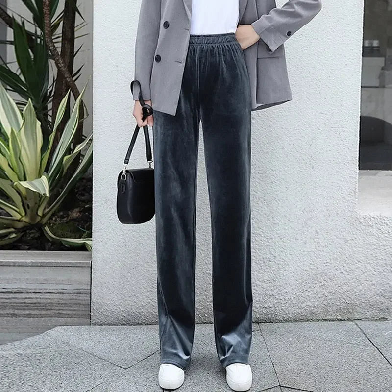 Straight Wide Leg Velvet Casual Loose Pants