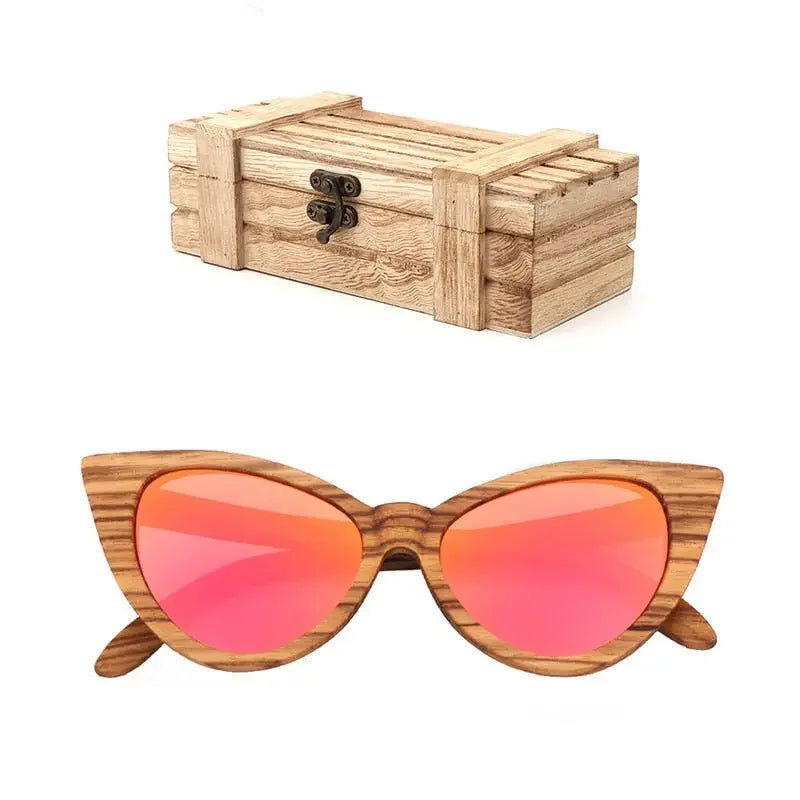 Luxury Fashion Polarized Sunglasses For Women Cat eye Sunglasses Wood Glasses With box Wooden ocularia solaria Gafas de sol