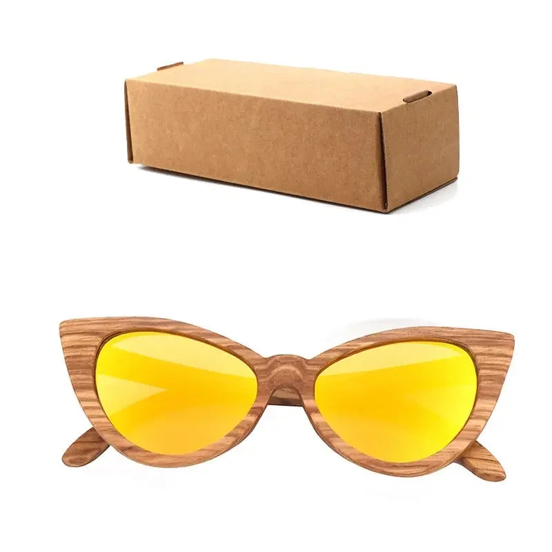 Luxury Fashion Polarized Sunglasses For Women Cat eye Sunglasses Wood Glasses With box Wooden ocularia solaria Gafas de sol