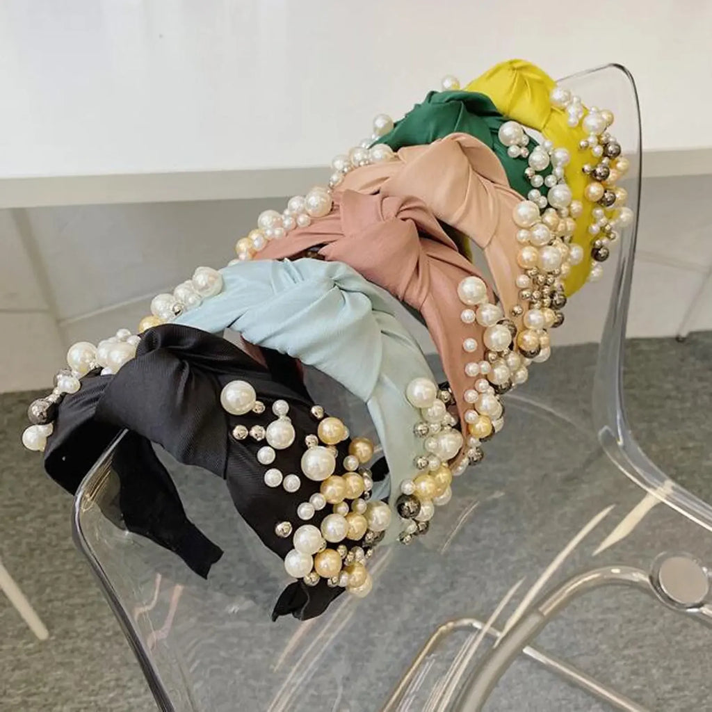 Mixed Pearl Baroque Center Knot Hairband