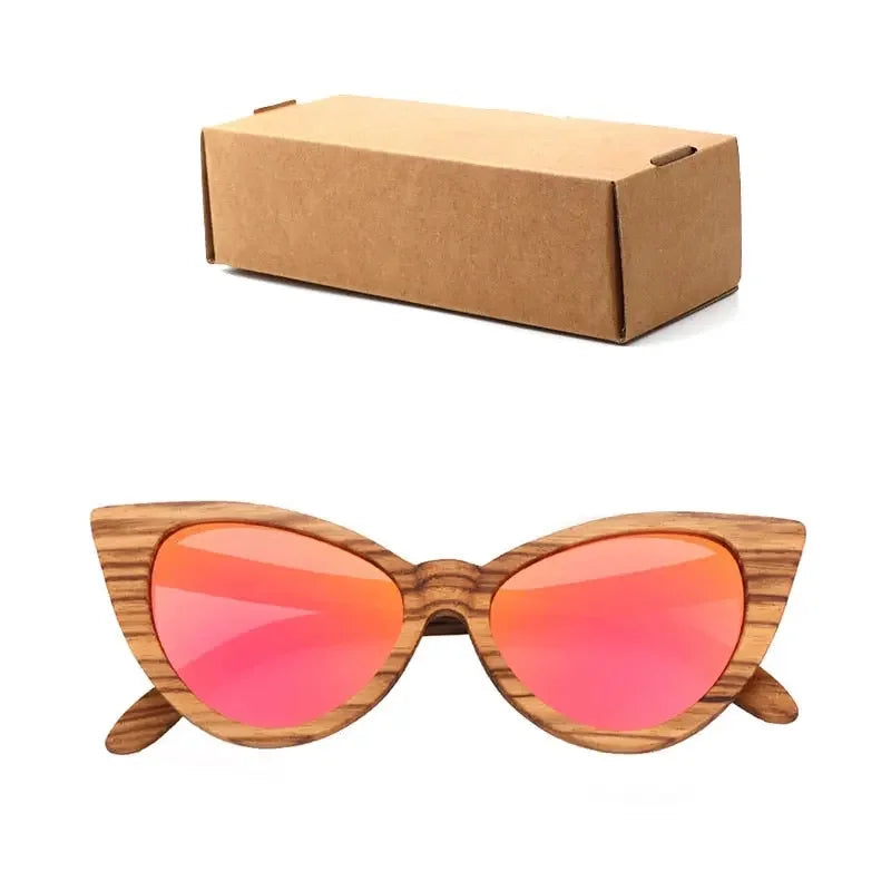Luxury Fashion Polarized Sunglasses For Women Cat eye Sunglasses Wood Glasses With box Wooden ocularia solaria Gafas de sol