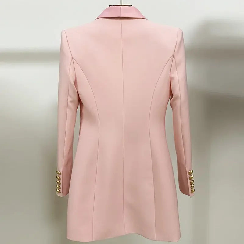 Long Sleeve Satin Collar Blazer Dress