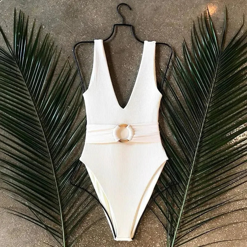 Sexy High Cut Monokini With Cute Belt