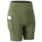 Women's Yoga Shorts with Pocket Running Tights Short High Waist Gym Compression Sport Shorts Yoga Legging Gym Workout Short