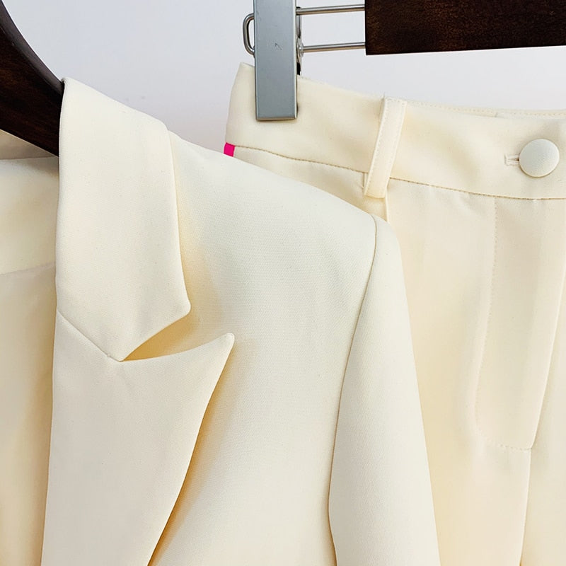 Colorblock Single Button Blazer Suit Set - LUXLIFE BRANDS