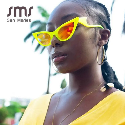 FashionOversized Cat Eye Sunglasses Women 2019 Luxury Brand Personality Wave Leg Sun Glasses Female Chic Trend Mirror Eyewear