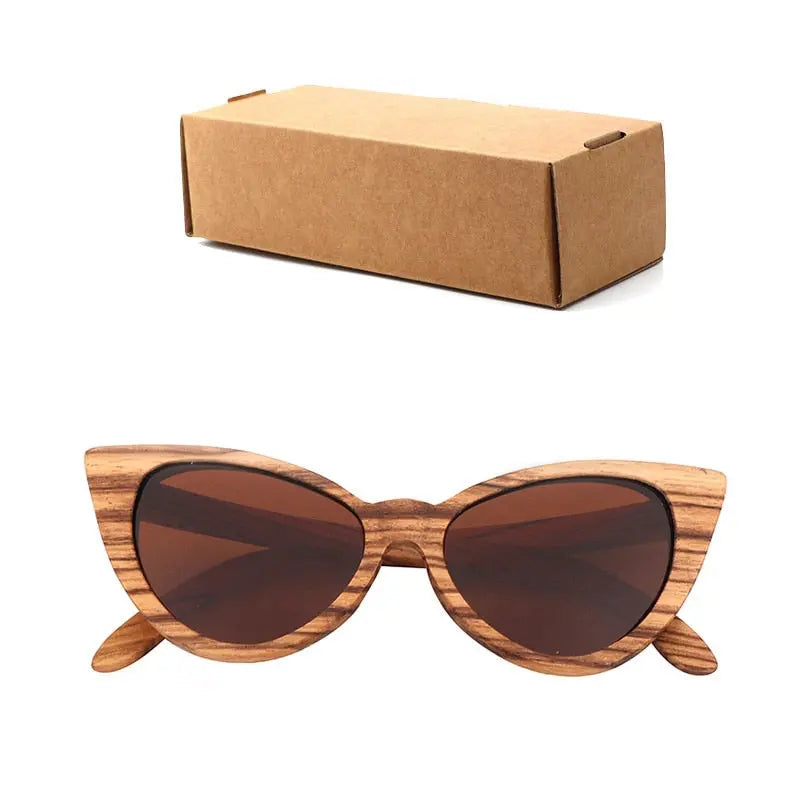 Luxury Fashion Polarized Sunglasses For Women Cat eye Sunglasses Wood Glasses With box Wooden ocularia solaria Gafas de sol