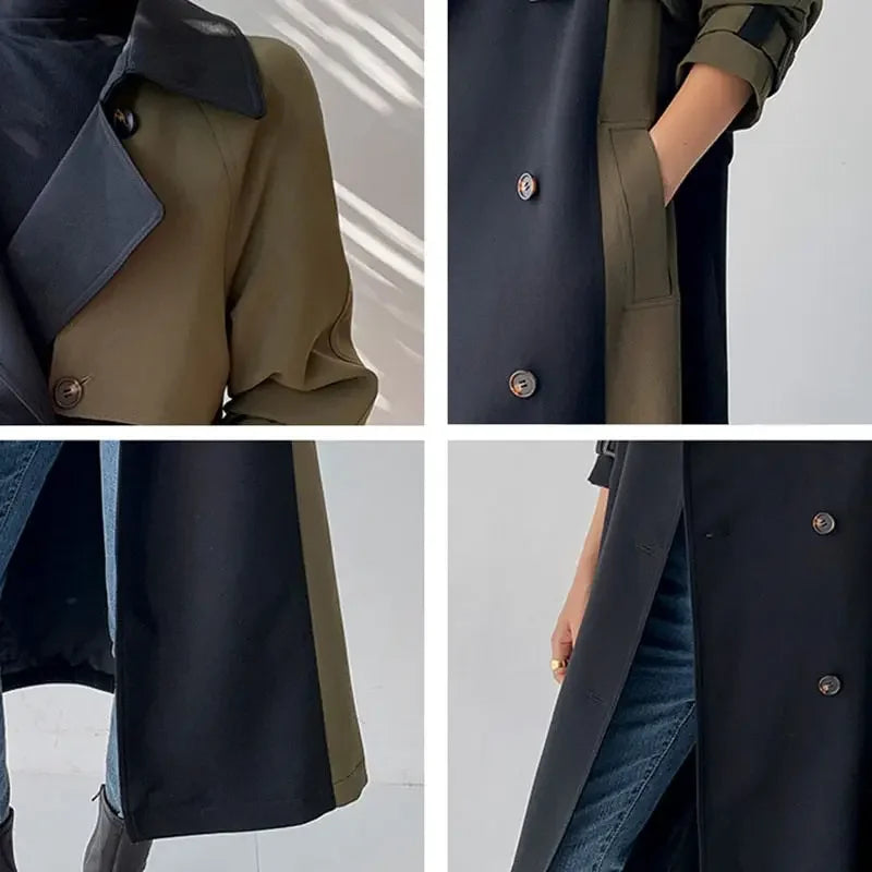 Color Block Trench Coat